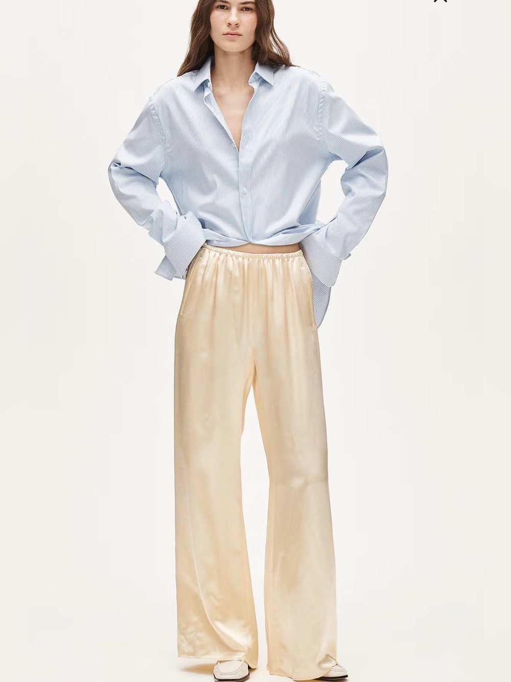 J. Crew Wide-Leg Cosmo Satin Pants in Champagne Gold